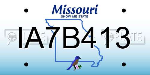 IA7B413 Missouri License Plate