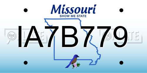 IA7B779 Missouri License Plate