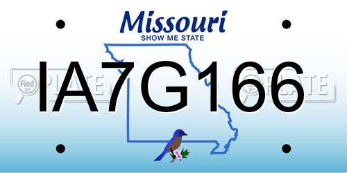 IA7G166 Missouri License Plate