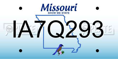 IA7Q293 Missouri License Plate