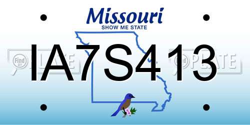 IA7S413 Missouri License Plate