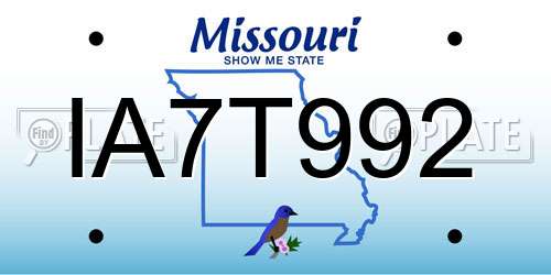 IA7T992 Missouri License Plate