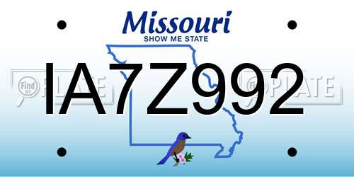 IA7Z992 Missouri License Plate