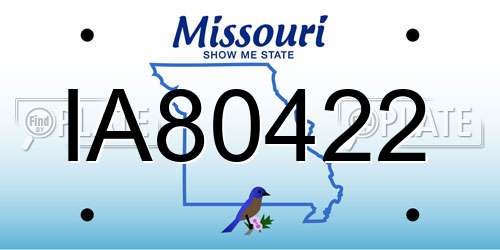 IA80422 Missouri License Plate