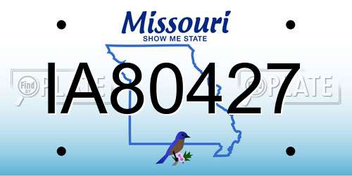 IA80427 Missouri License Plate