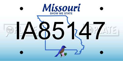 IA85147 Missouri License Plate
