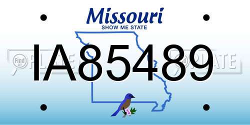 IA85489 Missouri License Plate