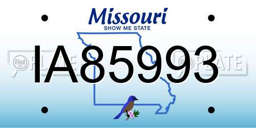 IA85993 Missouri License Plate