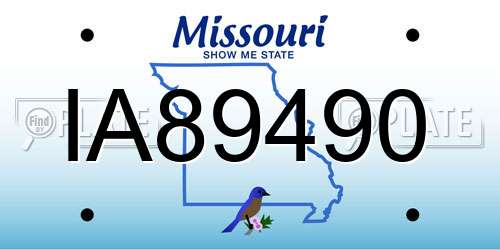 IA89490 Missouri License Plate