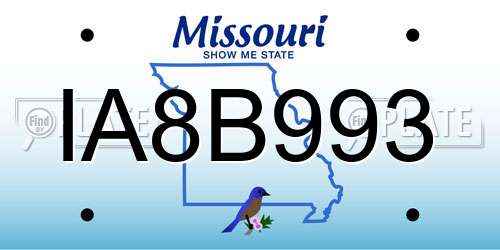 IA8B993 Missouri License Plate