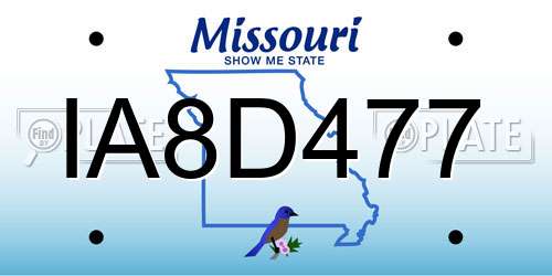 IA8D477 Missouri License Plate