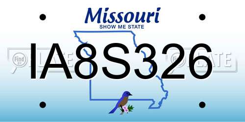 IA8S326 Missouri License Plate