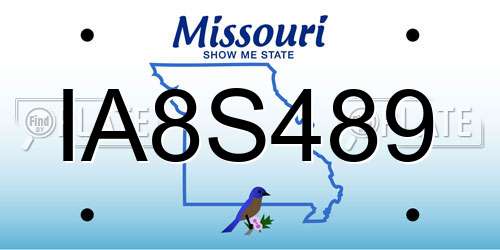 IA8S489 Missouri License Plate
