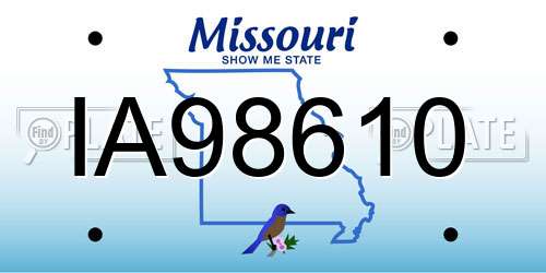 IA98610 Missouri License Plate
