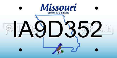 IA9D352 Missouri License Plate