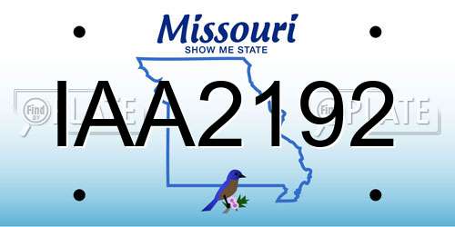 IAA2192 Missouri License Plate
