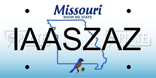 IAASZAZ Missouri License Plate