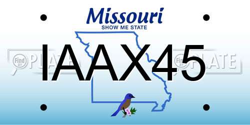 IAAX45 Missouri License Plate