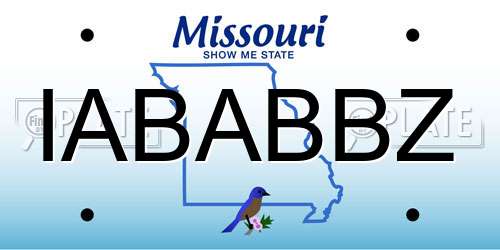 IABABBZ Missouri License Plate