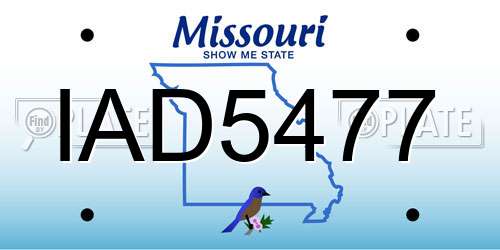 IAD5477 Missouri License Plate