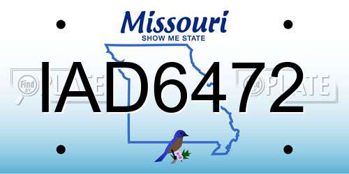 IAD6472 Missouri License Plate