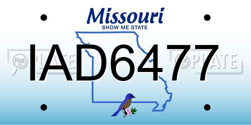 IAD6477 Missouri License Plate