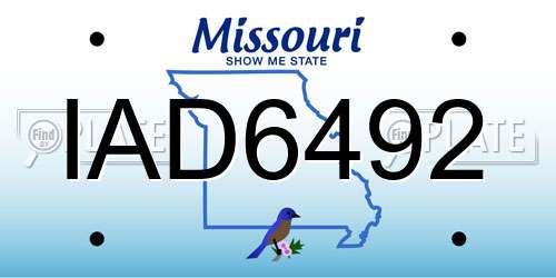 IAD6492 Missouri License Plate
