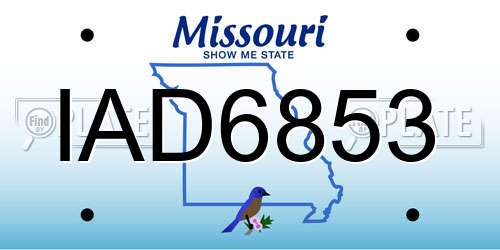 IAD6853 Missouri License Plate