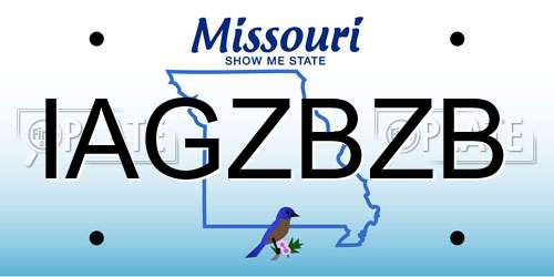 IAGZBZB Missouri License Plate