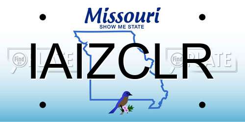 IAIZCLR Missouri License Plate