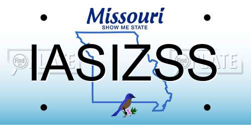 IASIZSS Missouri License Plate