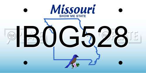 IB0G528 Missouri License Plate