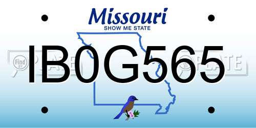 IB0G565 Missouri License Plate