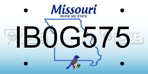 IB0G575 Missouri License Plate