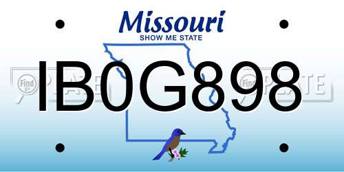 IB0G898 Missouri License Plate