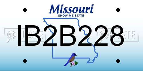 IB2B228 Missouri License Plate