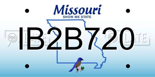 IB2B720 Missouri License Plate
