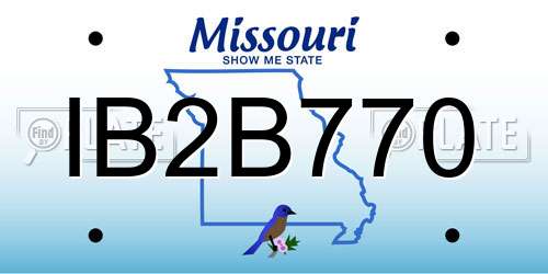 IB2B770 Missouri License Plate