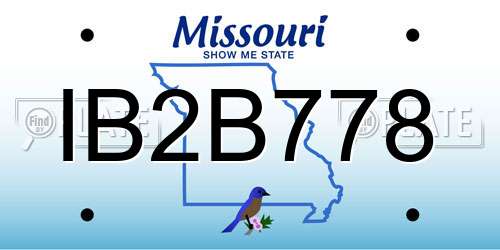 IB2B778 Missouri License Plate