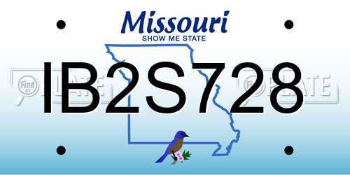 IB2S728 Missouri License Plate