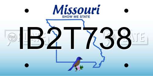 IB2T738 Missouri License Plate