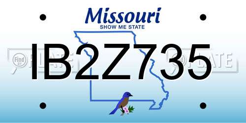 IB2Z735 Missouri License Plate