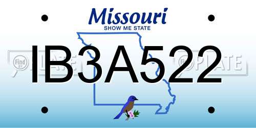 IB3A522 Missouri License Plate
