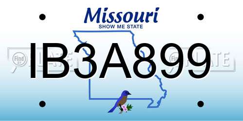 IB3A899 Missouri License Plate