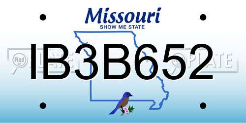 IB3B652 Missouri License Plate