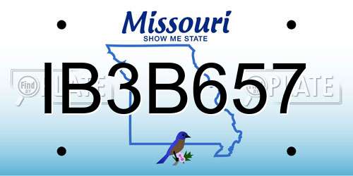 IB3B657 Missouri License Plate