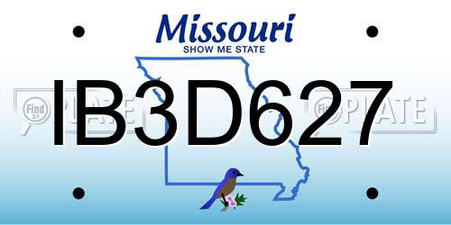 IB3D627 Missouri License Plate