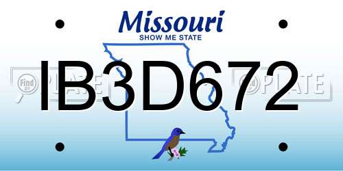 IB3D672 Missouri License Plate