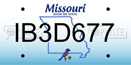 IB3D677 Missouri License Plate