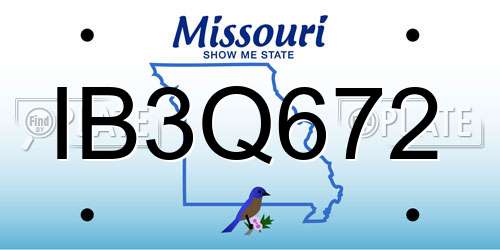 IB3Q672 Missouri License Plate